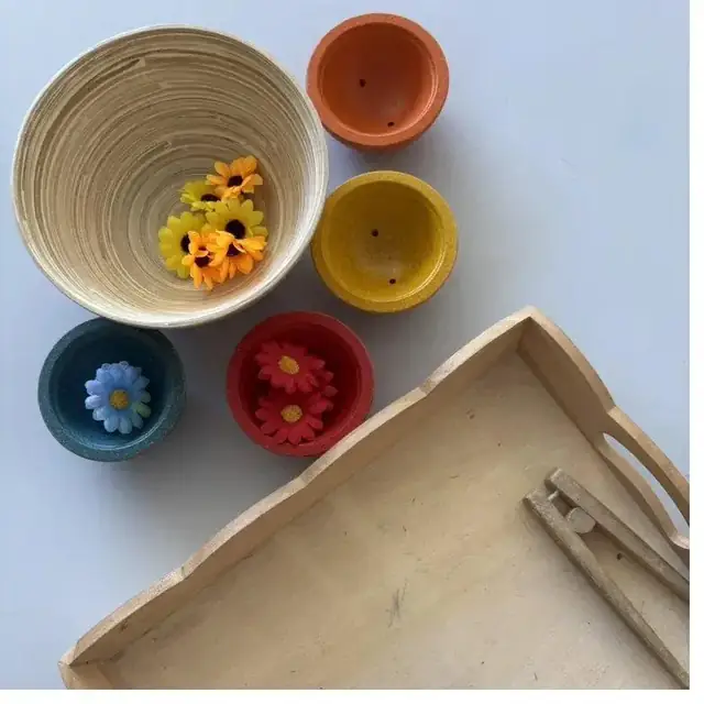 Activité de tri de fleurs, matériel Montessori S'Espéri